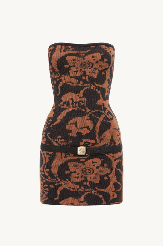 Gisele Mini Dress - Burnt Orange/Black