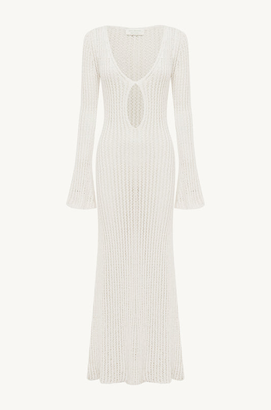 Fernanda Crochet Dress - Salt Sequin