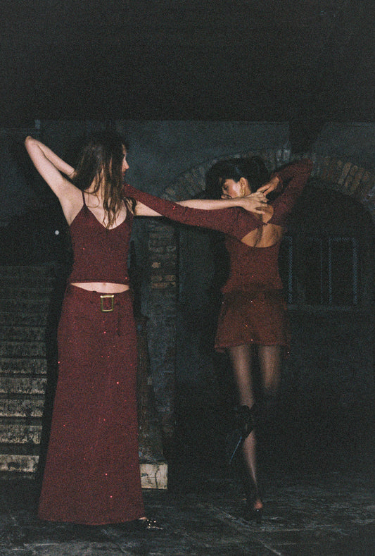 Alma Belted Skirt - Port Sequin