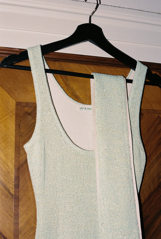 Natalia Skinny Scarf - Sage Sequin