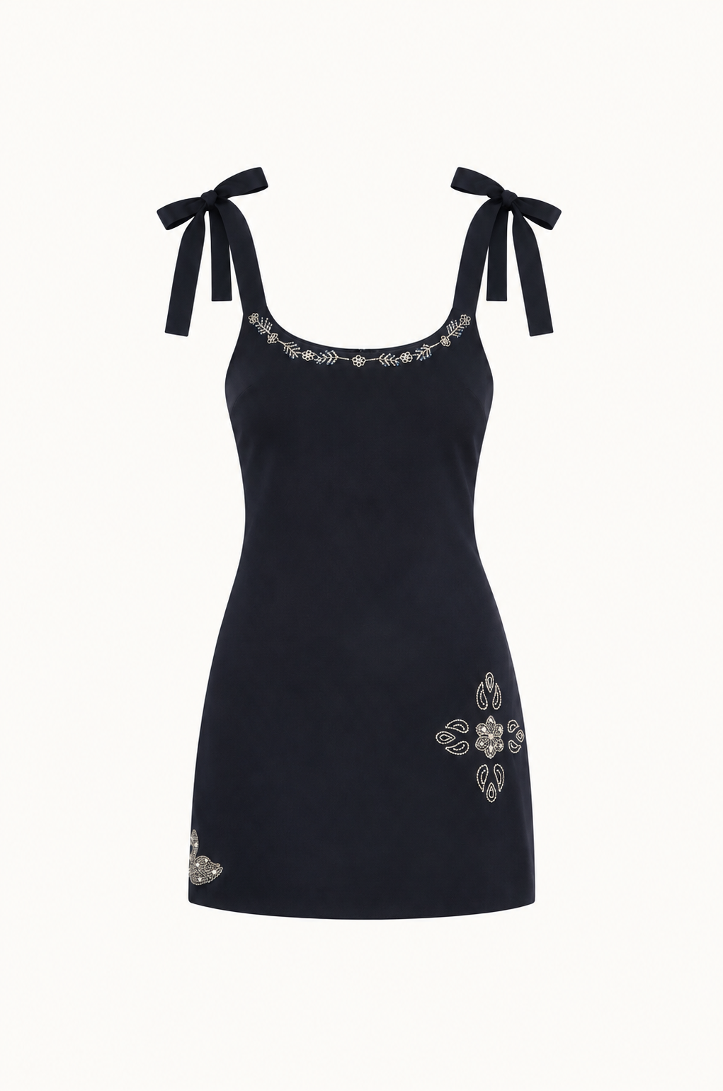 Luna Hand Beaded Mini Dress - Navy