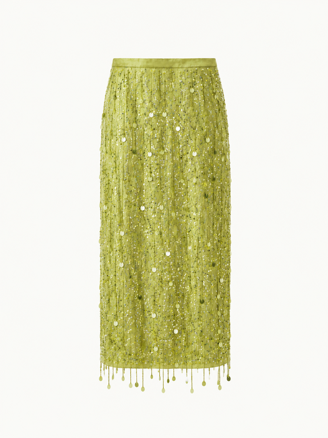 Yasmin Hand Beaded Maxi Skirt - Olive Oil
