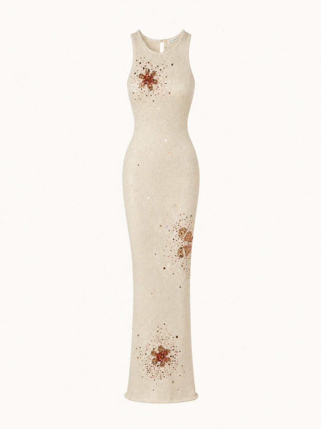 Natalia Hand Embroidered Dress - Salt Sequin