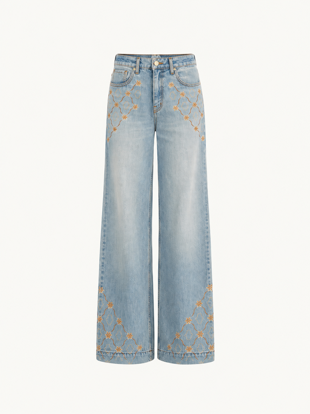 Helena Embroidered Jean - Light Blue