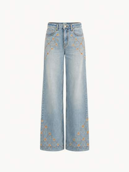 Helena Embroidered Jean - Light Blue