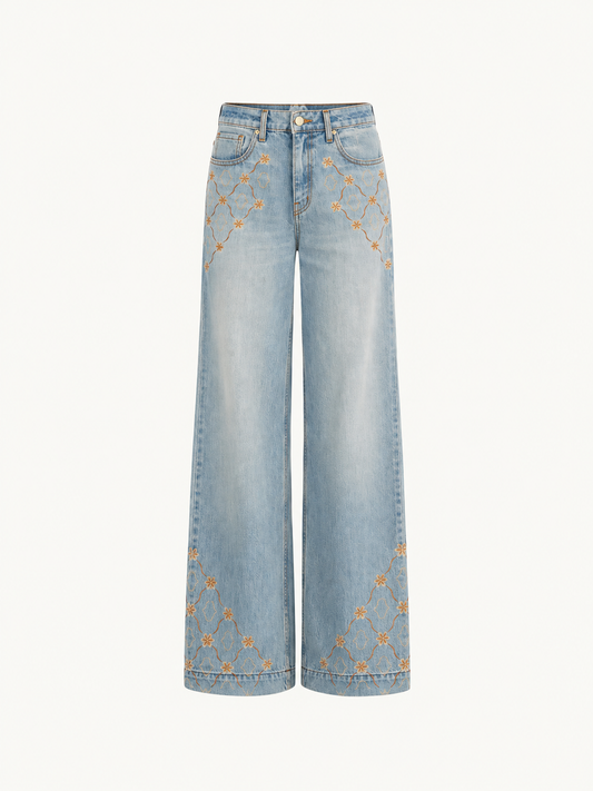 Helena Embroidered Jean - Light Blue