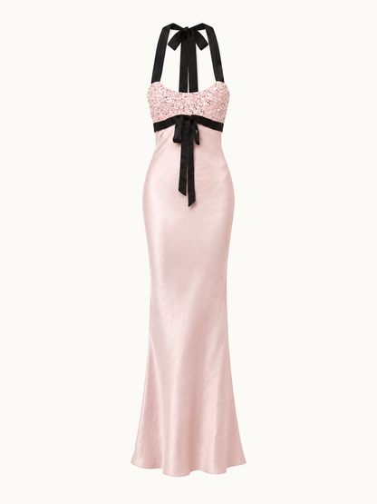 Eloise Hand Beaded Dress - Bon Bon Pink