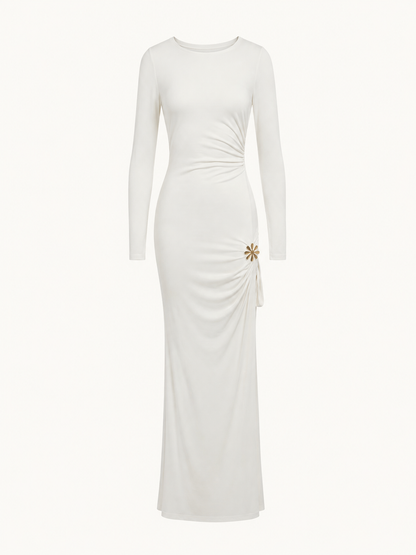 Tina Brooch Dress - Antique White