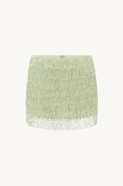 Marcia Beaded Mini Skirt - Seafoam