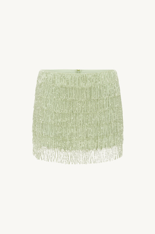Marcia Beaded Mini Skirt - Seafoam
