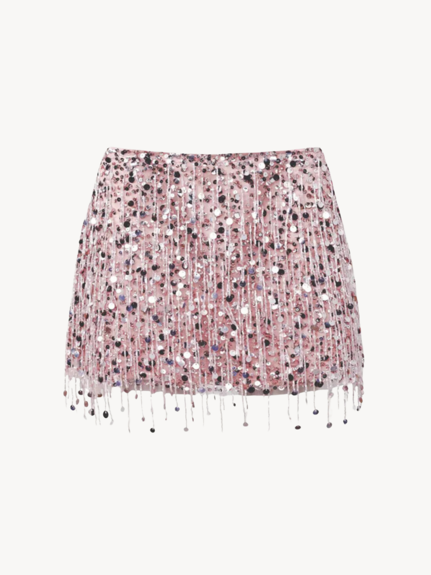 Yasmin Hand Beaded Mini Skirt - Blush Pink