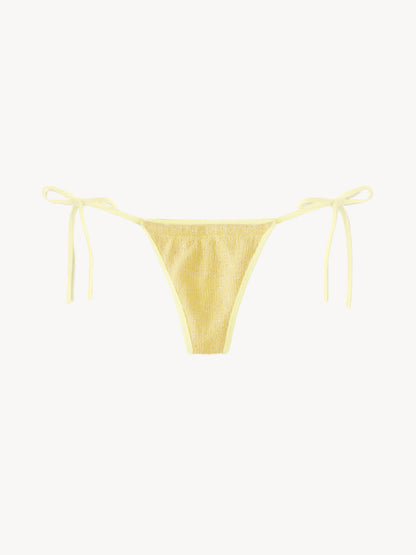 Mia Knitted String Bikini Bottom - Butter Yellow Sequin