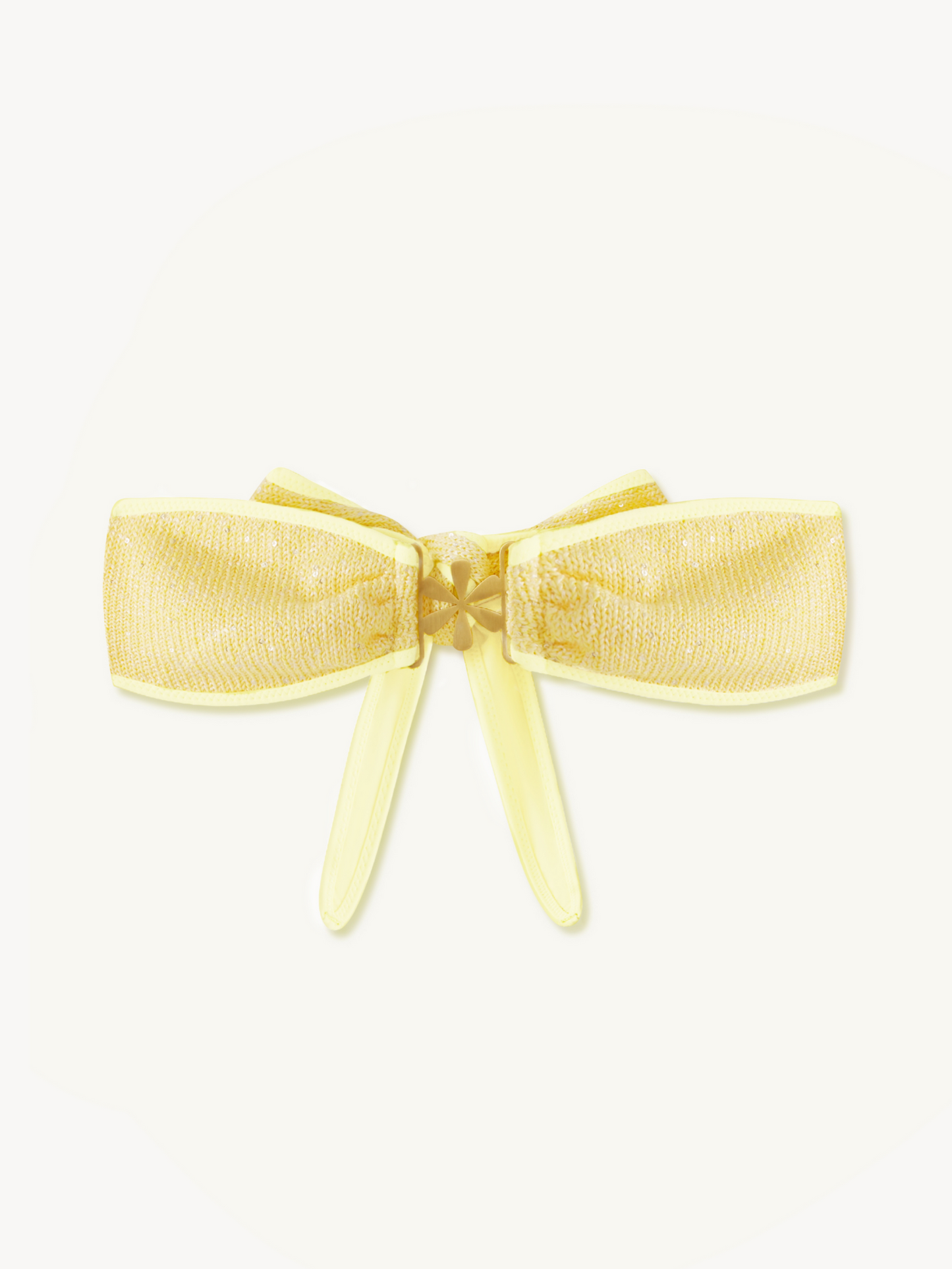 Mia Knitted Bikini Top - Butter Yellow Sequin
