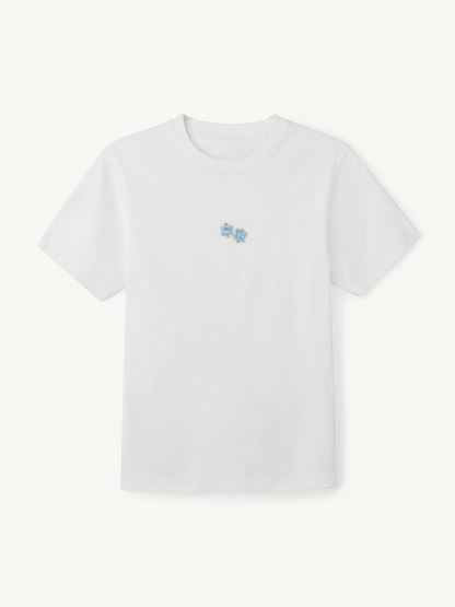 Delilah Hand Beaded Tee - Salt/Pale Blue