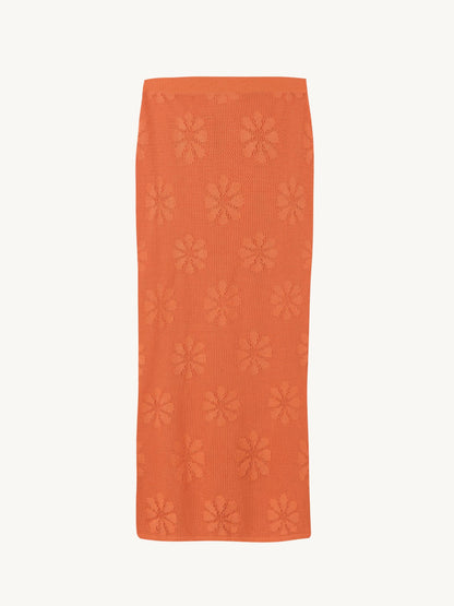 Bruna Crochet Skirt - Tangerine