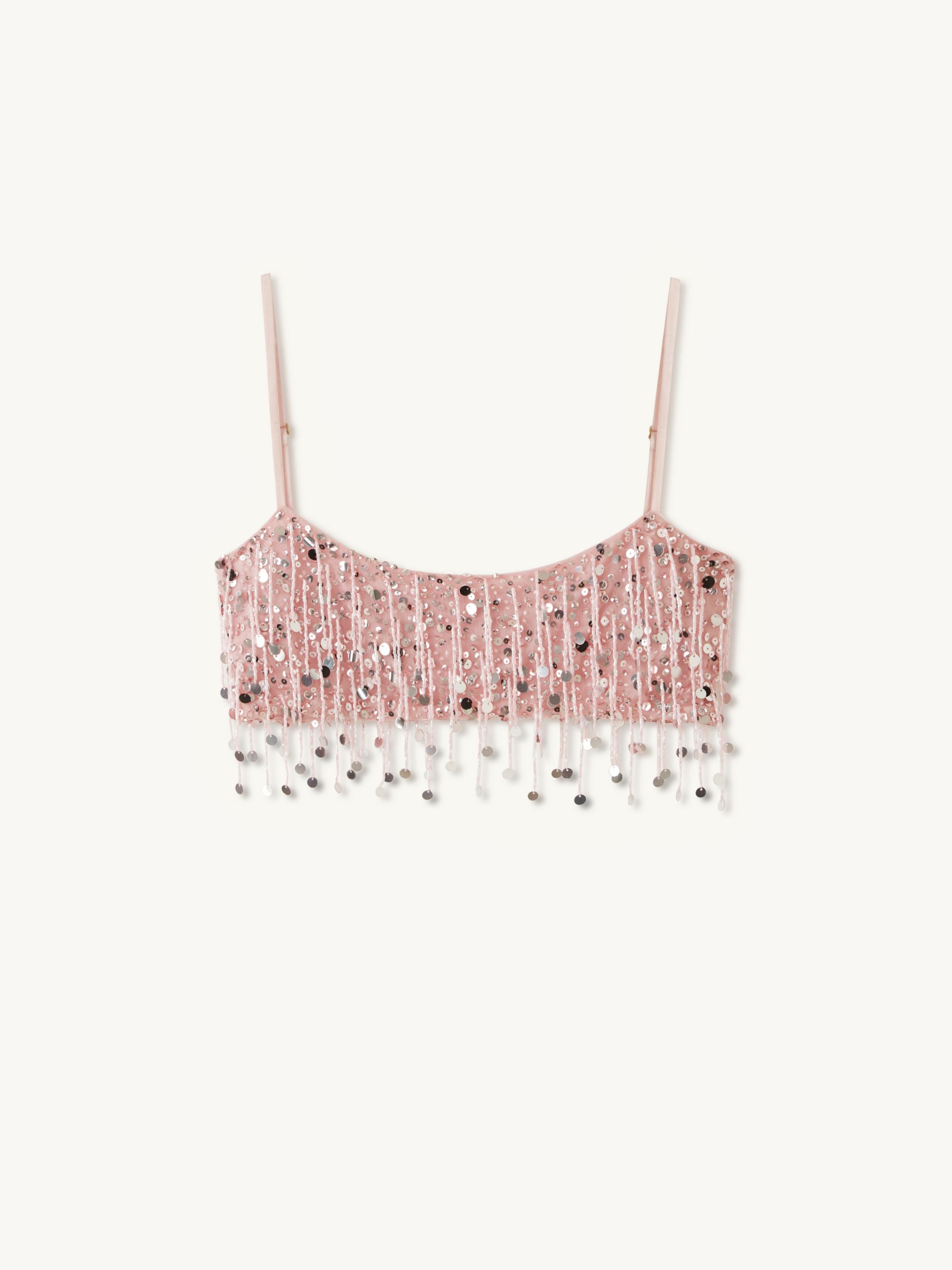 Yasmin Hand Beaded Bralette - Blush Pink