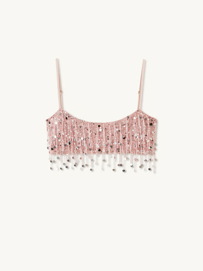 Yasmin Hand Beaded Bralette - Blush Pink