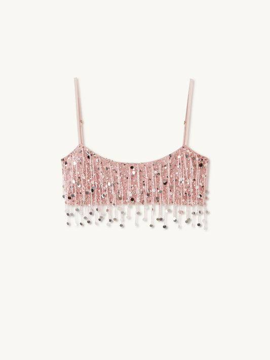 Yasmin Hand Beaded Bralette - Blush Pink