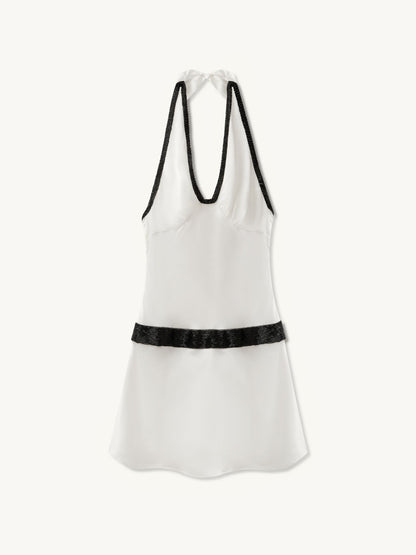 Celine Hand Beaded Mini Dress - Salt/Black