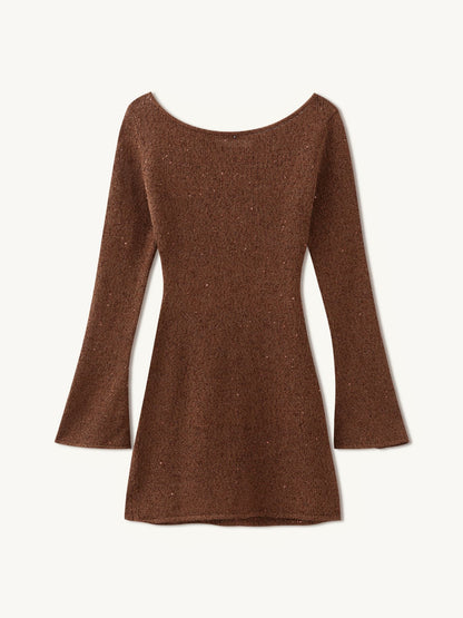 Maya Longsleeve Mini Dress - Chocolate Sequin