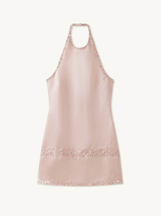 Marina Hand Beaded Mini Dress - Bon Bon Pink