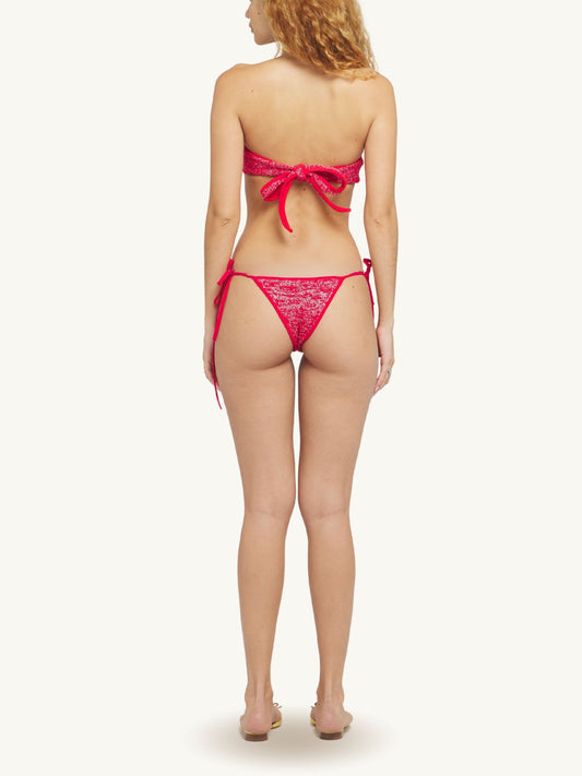 Mia Knitted Bikini Top - Ruby Sequin