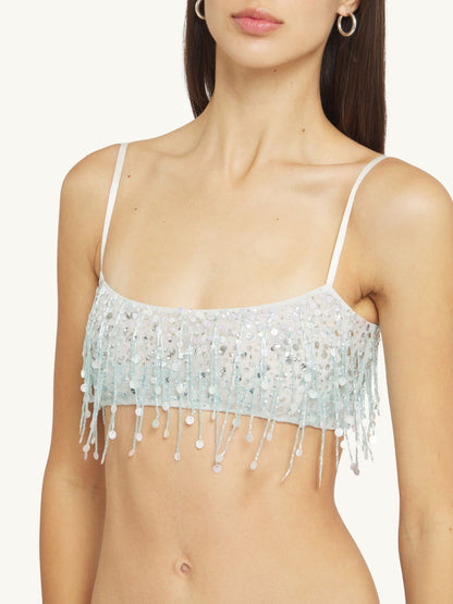 Yasmin Hand Beaded Bralette - Ice Blue
