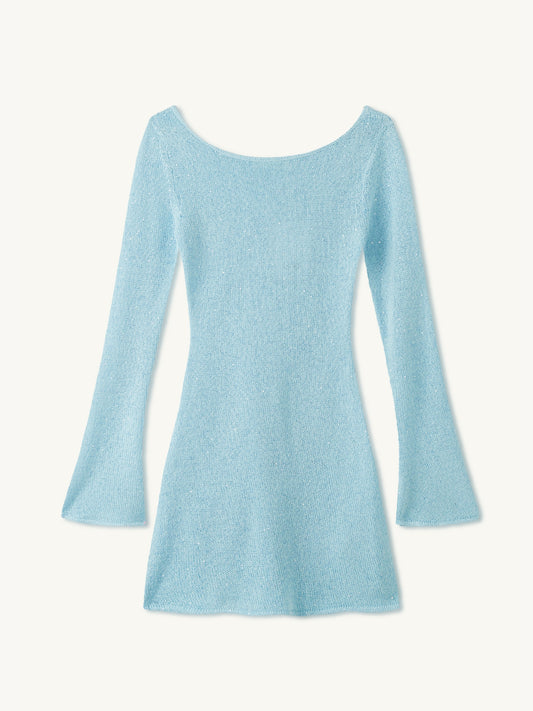 Maya Long Sleeve Mini Dress - Baia Blue Sequin