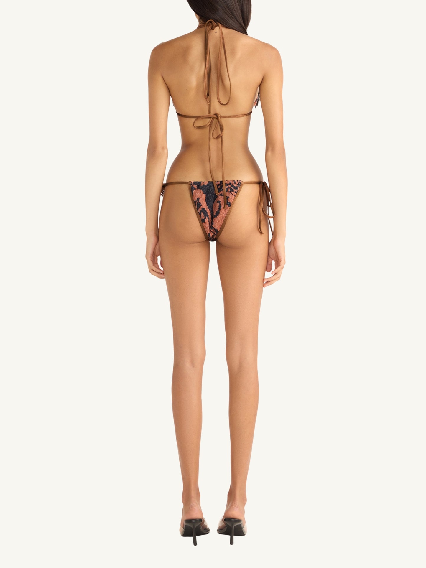 Mia Knitted Bikini Bottom - Burnt Orange/Black