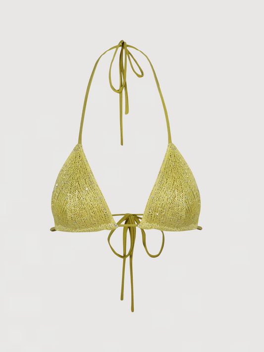 Lio Bikini Top - Chartreuse Sequin