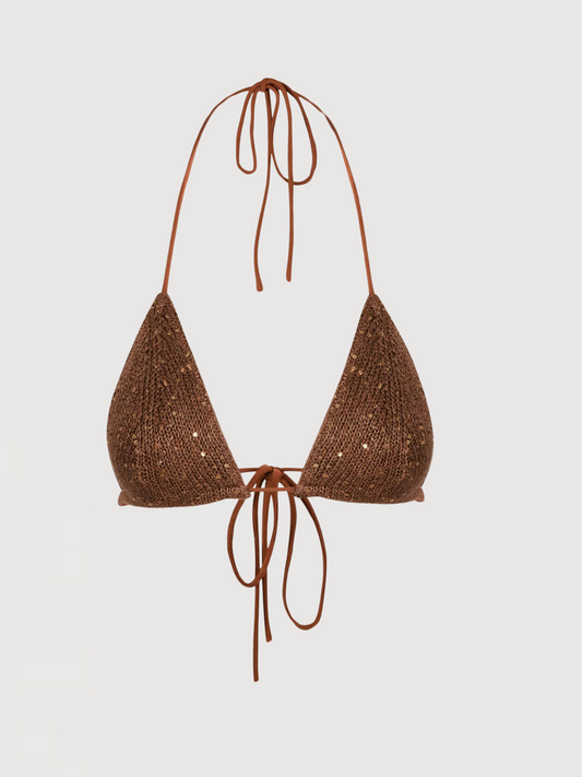 Lio Bikini Top - Cocoa Sequin