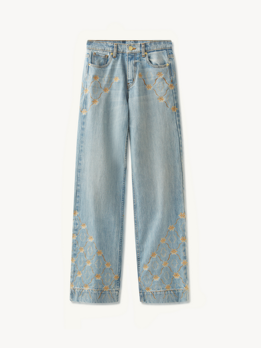 Helena Embroidered Jean - Light Blue