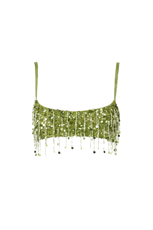 Yasmin Hand Beaded Bralette - Chartreuse