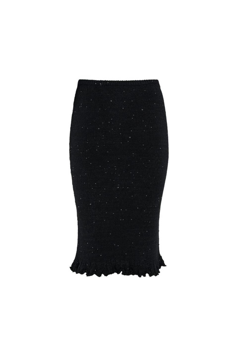 Michaela Midi Skirt - Black Sequin