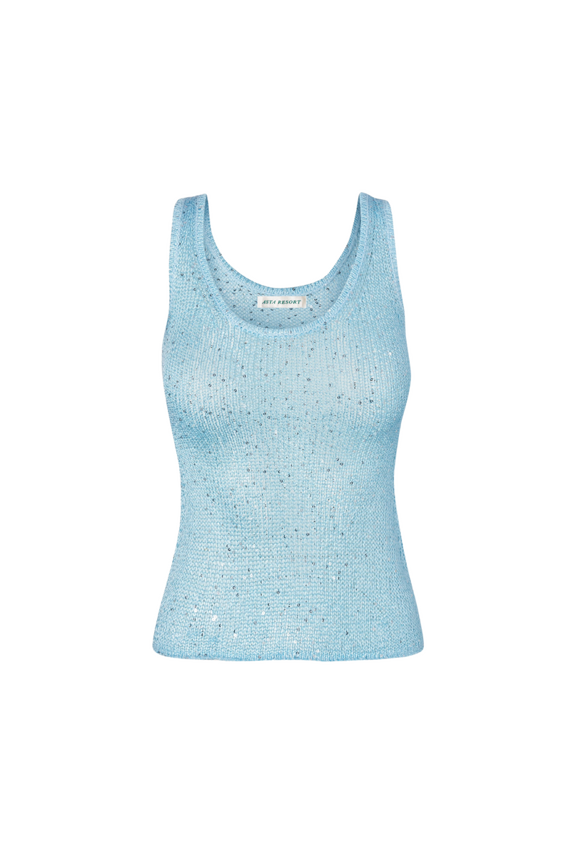 Ana Top - Baia Blue Sequin