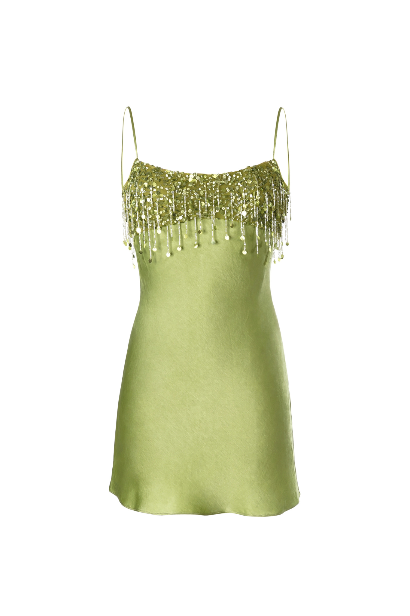 Yasmin Hand Beaded Mini Dress - Chartreuse