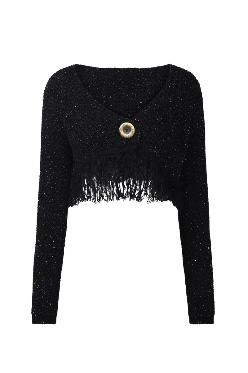 Grace Sequined Cardigan - Black