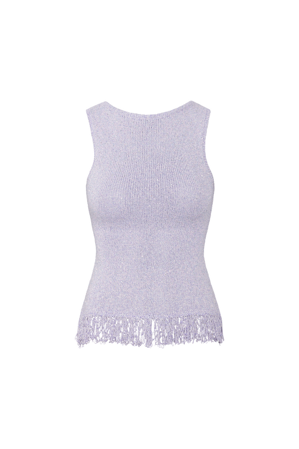 Dana Fringe Top - Lavender Sequin