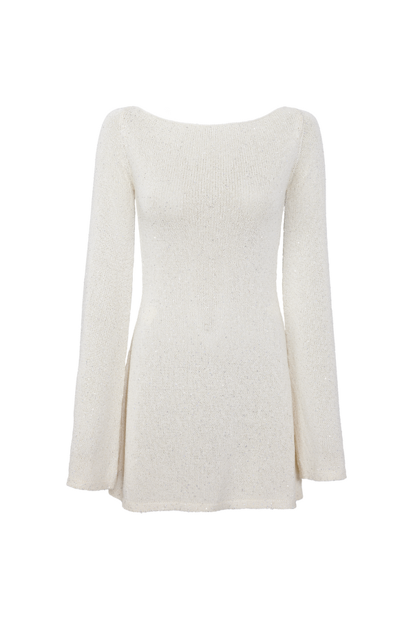 Audette Mini Dress - Ivory Sequin