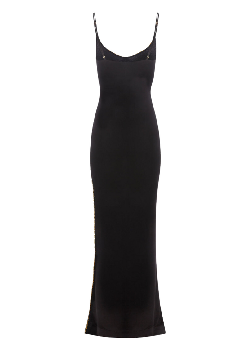 Angelica Handbeaded Split Dress - Black