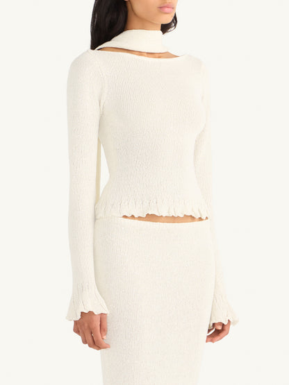 Michaela Longsleeve Top - Star White Sequin