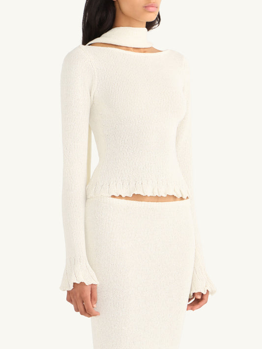 Michaela Longsleeve Top - Star White Sequin