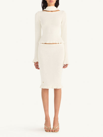 Michaela Longsleeve Top - Star White Sequin