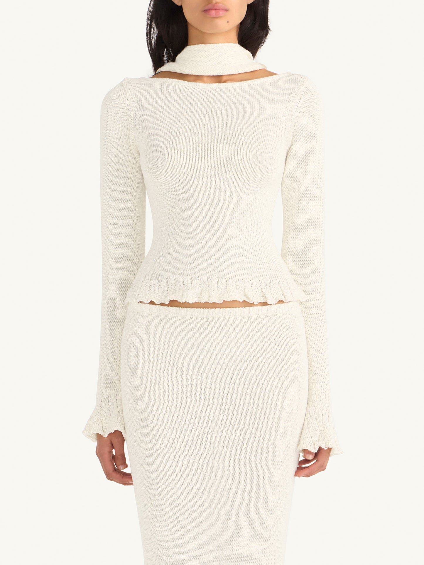 Natalia Skinny Scarf - Star White Sequin