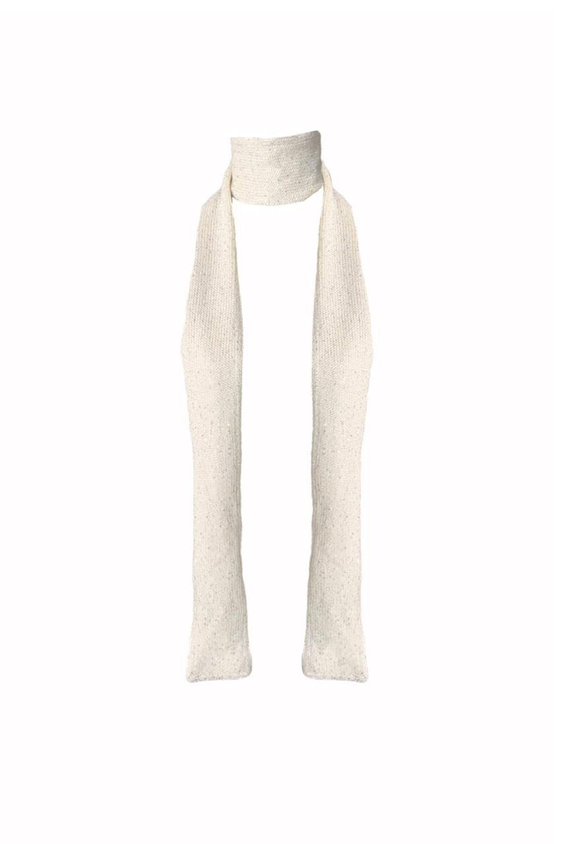 Natalia Skinny Scarf - Ivory Sequin