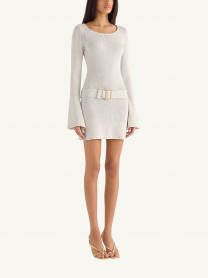 Maya Belted Mini Dress - Star White Sequin