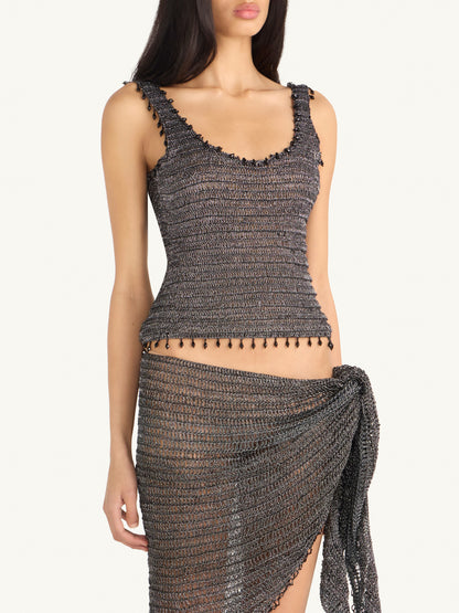 Ana Hand Crochet Top - Onyx