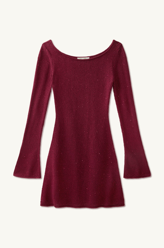 Maya Longsleeve Mini Dress - Port Sequin
