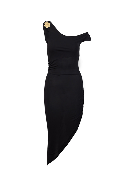 Louisa Brooch Dress - Black