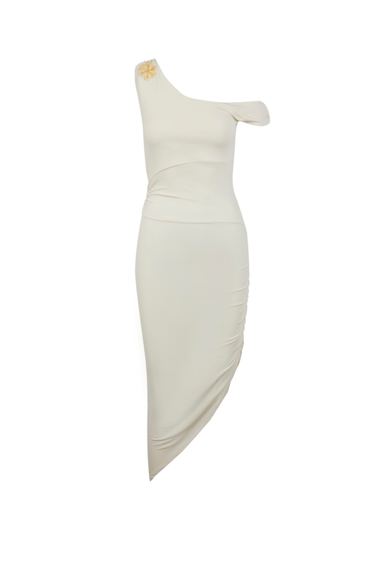 Louisa Brooch Dress - Creme